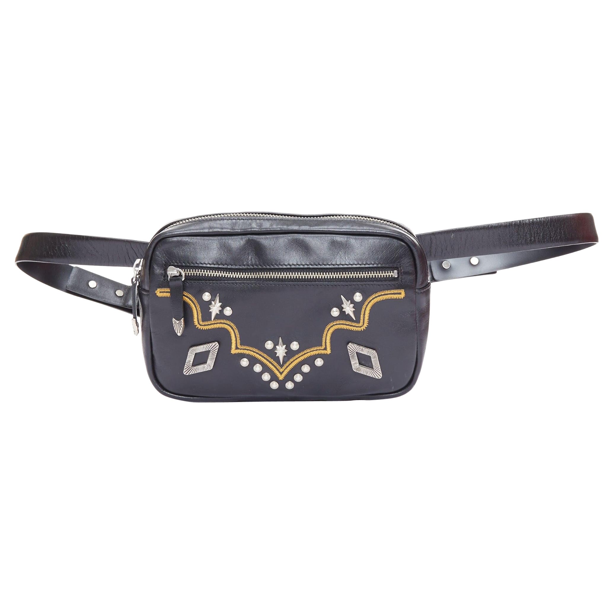 TOGA ARCHIVES Pulla black western embroidered hardware belt bag