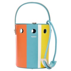 PERRIN Le Mini Seau multicolor colorblock silver logo bucket shoulder bag