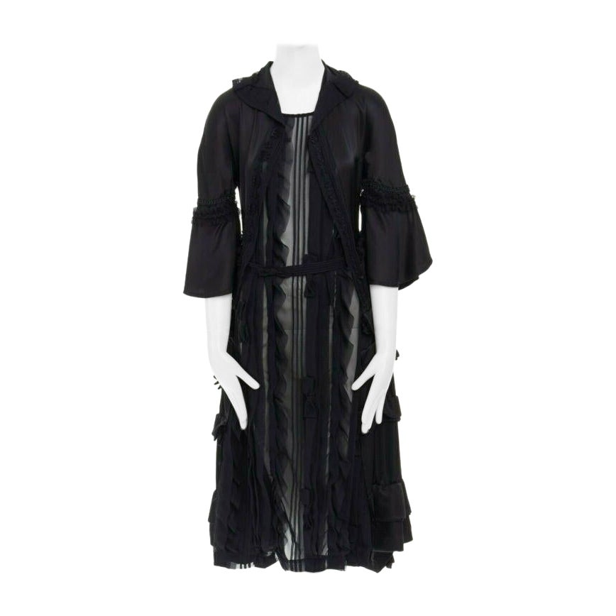 pasarela COMME DES GARCONS Broken Bride AW05 vestido victoriano negro de seda con volantes S en venta