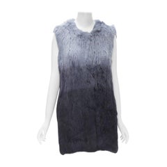 THEORY rabbit fur gradient blue fur vest jacket S