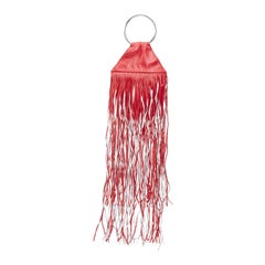 KARA NEW YORK Fringe Pouch red silver O ring handle mini clutch bag