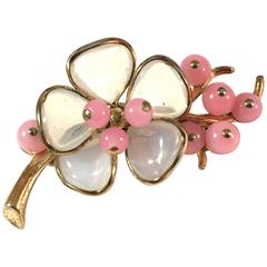 1940s Trifari Poured Glass Cherry Tree Blossom Brooch 1