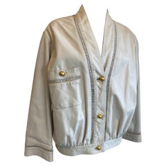 Mila Schön Cazadora bomber de piel blanca