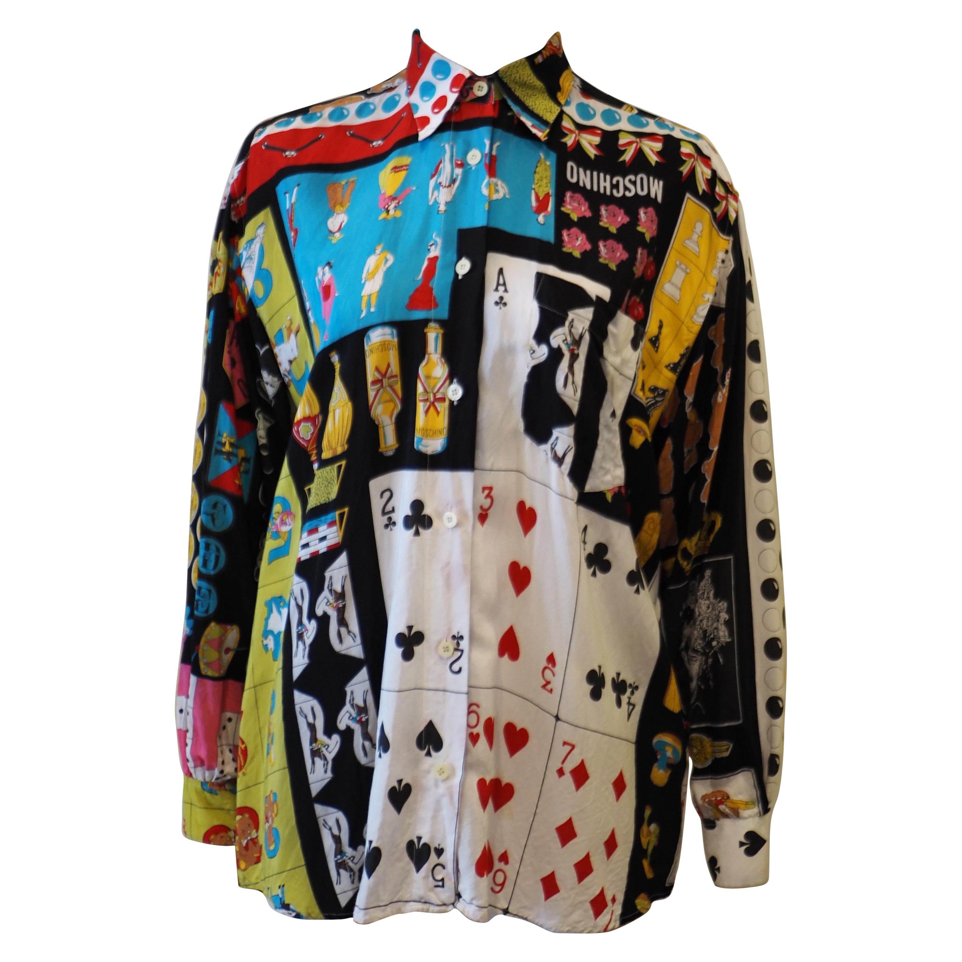 Moschino Mehrfarbiges ikonisches Vintage-Hemd im Angebot