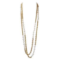 Chanel Chain Link & Pearls Long Necklace