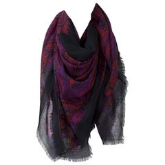 Retro Yves Saint Laurent Paisley Wool Shawl 