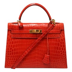Hermes Kelly 32 Orange Niloticus Krokodil