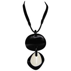 Monies Black Horn and Bone Pendant Necklace 3