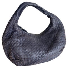 Bottega Veneta Vientre Hobo Intrecciato Piel de cordero Azul Marino 5077 Mediano 40cm