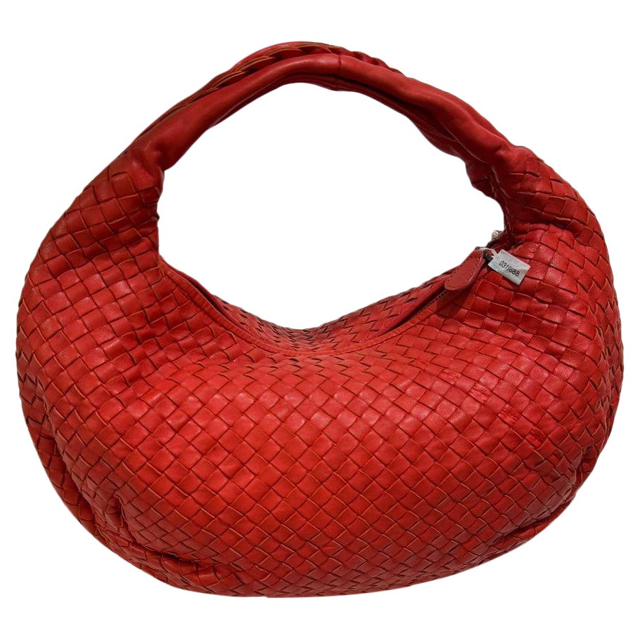 Bottega Veneta Belly Hobo Intrecciato Lambskin Leather Red Medium 40cm For Sale