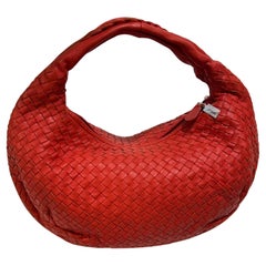 Bottega Veneta Belly Hobo Intrecciato Lambskin Leather Red Medium 40cm