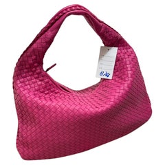 Bottega Veneta Veneta Hobo Medium Fuchsia Pink Intrecciato Leather Bag 47cm