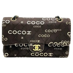 Chanel Classic Flap Diamond Stitch 2002 Black Denim with Coco Logo Prints 24k