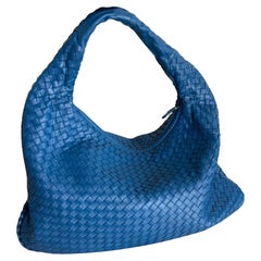 Bottega Veneta Veneta Hobo Medium Blue Intrecciato Leather Bag 47cm