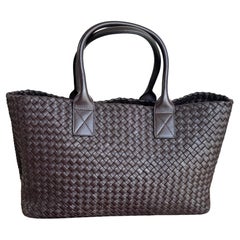 Bottega Veneta Cabat Large Intreccio Leather Tote Bag Dark Chocolate Brown 40cm