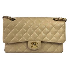 Chanel Timeless Classic Flap Medium Beige Caviar Leather Gold Hardware 2009-2010