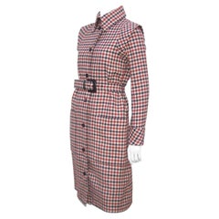 Retro Futuristic 1960's Geoffrey Beene Brown Wool Plaid Coat Dress