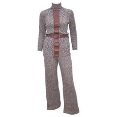 Mod 1960's Sport Couture by Jonfel Italian Wool Sweater Pant Suit