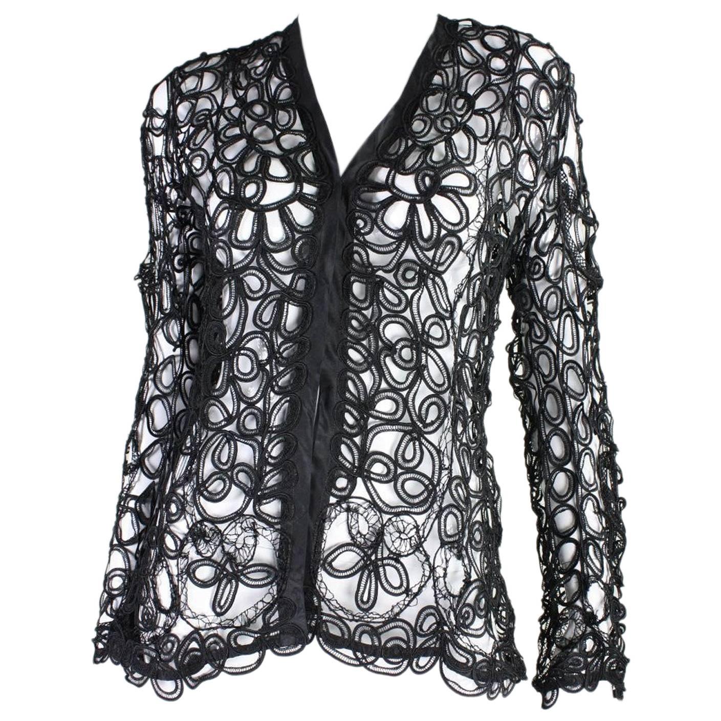 Edwardian Black Tape Lace Jacket For Sale