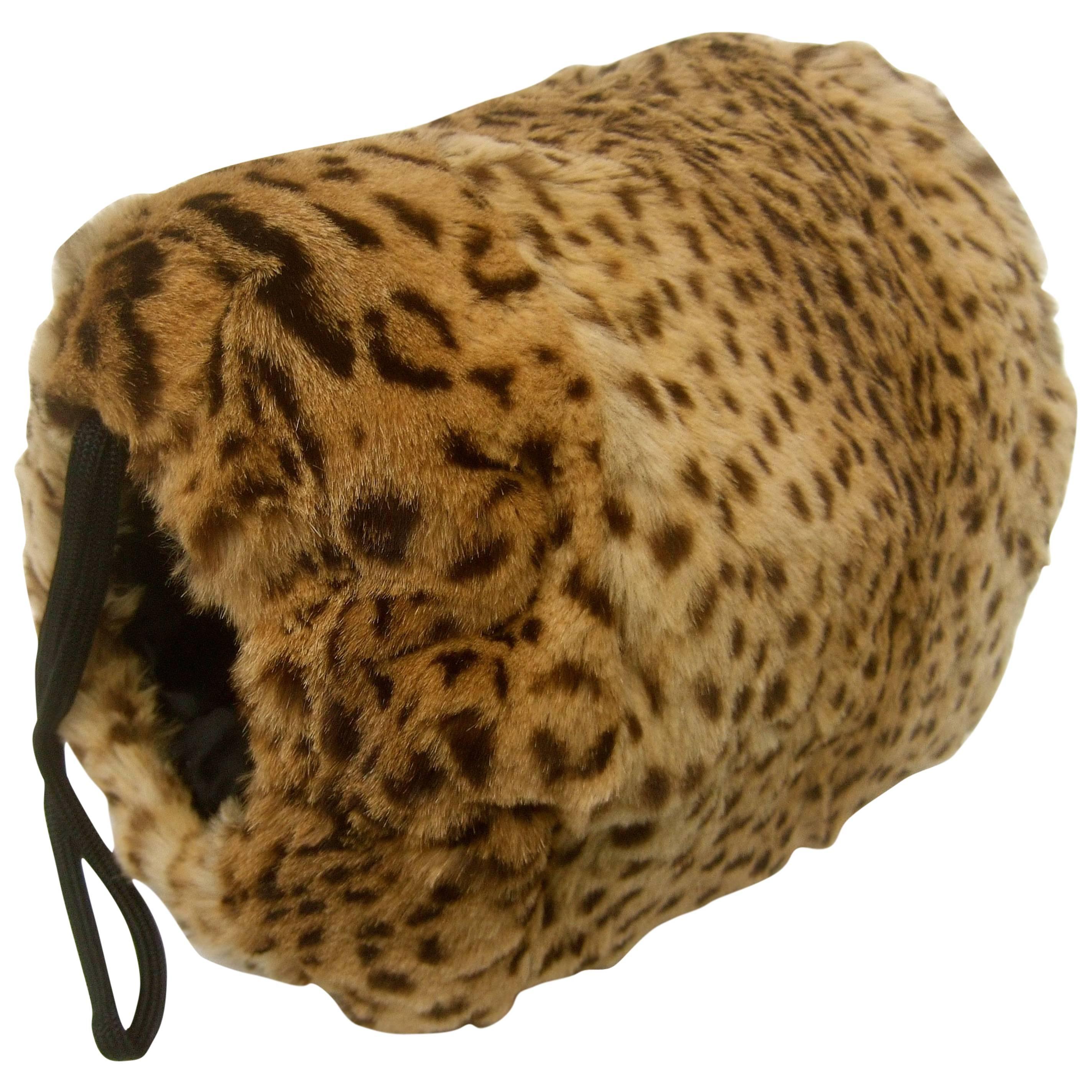 Exotic Animal Print Stamped Fur Muff c 1950s 