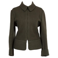 Vintage Azzedine Alaia Khaki Olive Green Wool Jacket 1980's