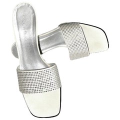 UNGEWONN Escada Swarovski Kristall Seide Sandalen High Heels 39 Braut Hochzeit
