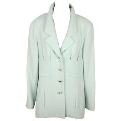 Authentic CHANEL BOUTIQUE 94P Mint Green Wool BLAZER Jacket SIZE 40 12
