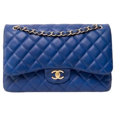Borsa a Spalla Chanel Jumbo Timeless Double-Flap Blau