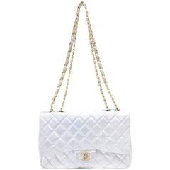 Chanel Silver Large Classic Flap Bag