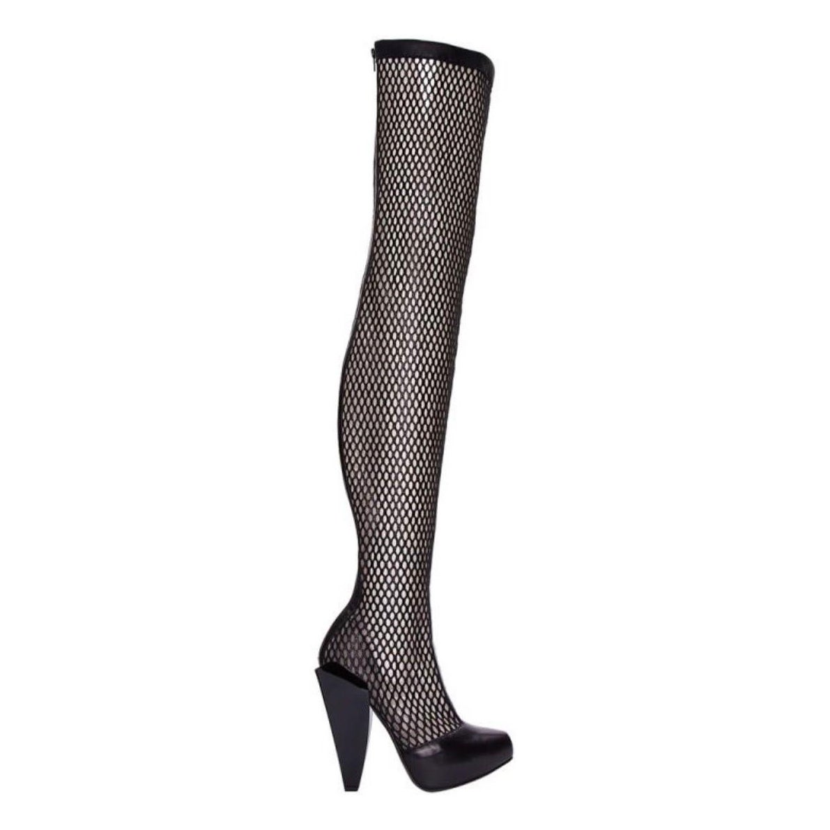 New Versace Thigh High Black Mesh Boots 36 - 6 For Sale
