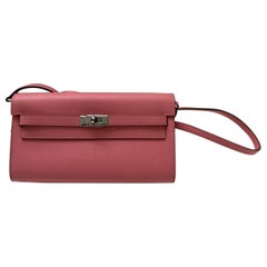 Hermes Pink Togo Wallet Crossbody Bag