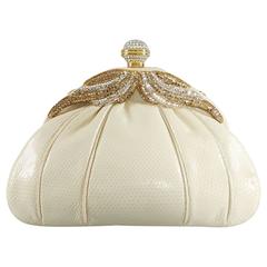 Vintage 1980
s Cream Lizard and Swarovski Crystal Evening bag