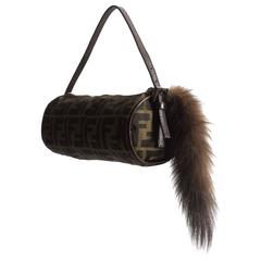 Fendi miniature nylon monogram bag with fox tail 3