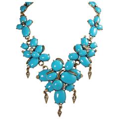 Oscar De La Renta Faux Turquoise Cabochon Necklace 1