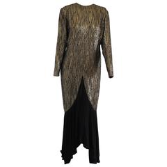 1990s Annalisa Ferro Gold Black Long Dress