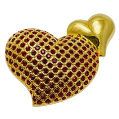 SWAROVSKI logotipo del cisne firmado chapado en oro cristales corazón broche de diseño