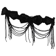 1980s Unknown Black Beads and Sequins Belt Bows 6