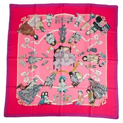 Hermes Rare Silk Hello Dolly Purple Pink Scarf