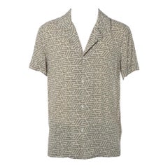Balmain Monogrammiertes Viskosehemd  Khaki x Beige