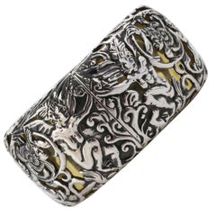 MIRIAM SALAT Amber Resin Sterling Silver Mythological Cuff Bracelet