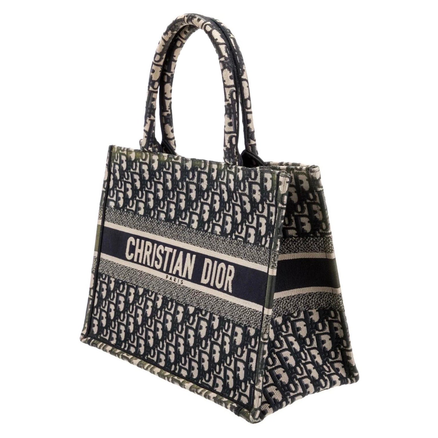 Christian Dior  Medium Oblique Book Tote, Black & White For Sale