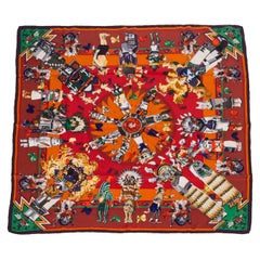 Hermès Rust Kachinas Silk Scarf Kermit Oliver
