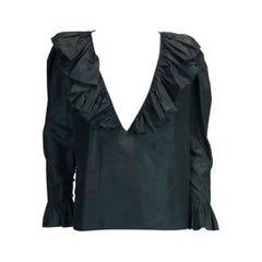 Yves Saint Laurent 1982-1983 Campaigner Top in seta e tafetas increspato Blusa
