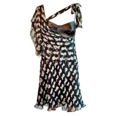 Dolce & Gabbana Bustier Bra Cameo Print Silk Mini Dress