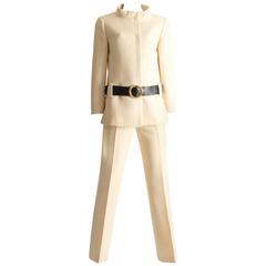 Pierre Cardin ivory wool pant suit, circa 1968 10