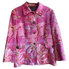 Dolce&gabbana jacket in shades of pink with floral pattern and jewel buttons.