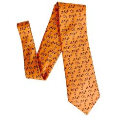 Cravate en soie Hermes Vintage des années 1980:: thème égyptien fantaisiste:: pour homme