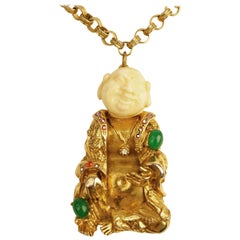 Vintage 1960s ART Laughing Buddha Pendant