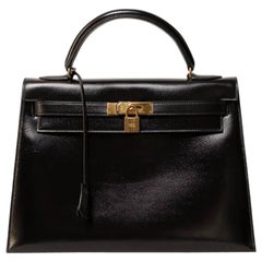 Borsa a Mano Hermès Kelly 32 Sellier Box Noire