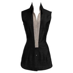 S/S 2000 DOLCE & GABBANA Black Sleeveless Rhinestone Embellished Raw Silk Top
